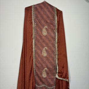 Deep Orange With Floral Net Duppata