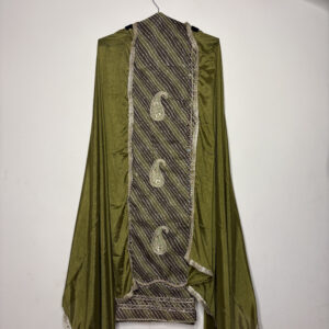 Forest Green With Floral Net Dupatta