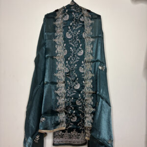 Organza Silk & Teal Green With Dupatta