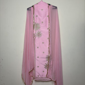 Light Pink & Floral Set With Dupatta