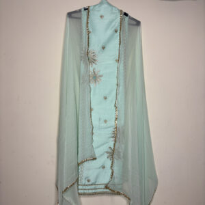 Light Blue & Floral Set With Dupatta