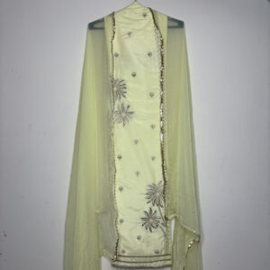 Light Yellow & Floral Set With Dupatta