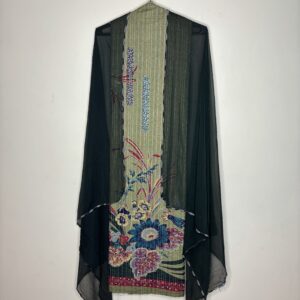 Dark Green With Floral Net Dupatta